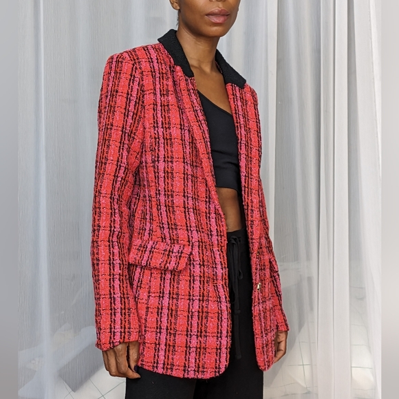 NWT Single-Breasted Tweed Boyfriend Blazer - Endless Rose | Size M - Picture 7 of 8